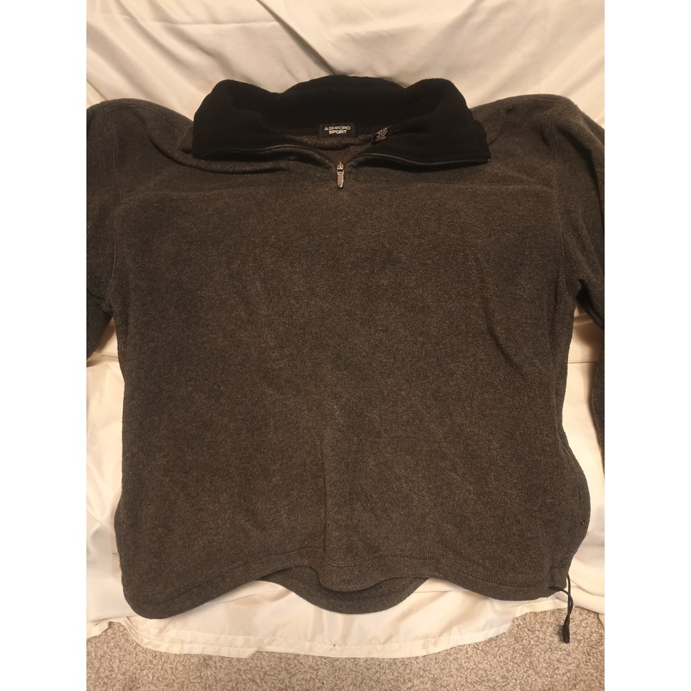 John Ashford Sport Men's Long Sleeve Zip Neck Pullover Sweater Charcoal. Size XL